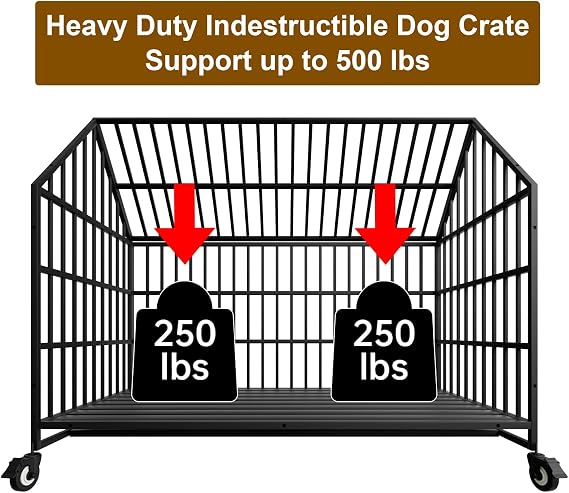 54 Inch Heavy Duty Dog Crate for Large Giant Dogs with 2 Bowls