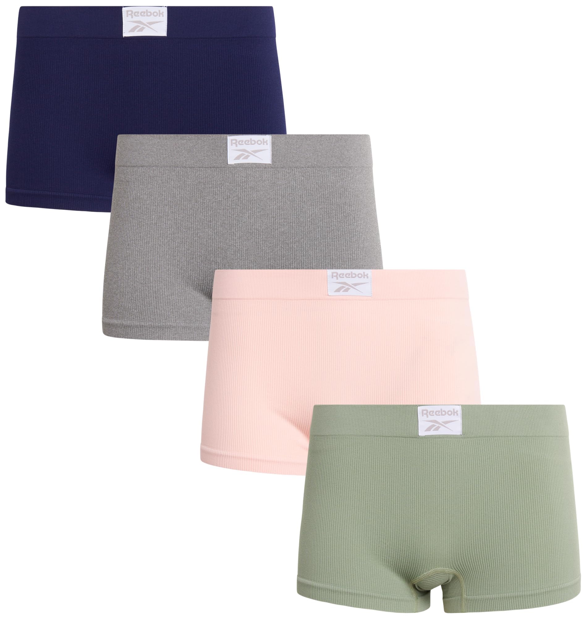 Womens Boyshorts Underwear - 4 Pack Soft Stretch 3" Inseam Ribbed & Cut Out Mesh Seamless Boyshort Underwear for Women