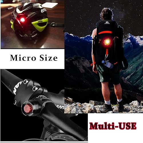 Miniatura 5 de 2 luces traseras para bicicleta, mini luces LED con correa, visibilidad de 180 grados, seguridad en todos los lados