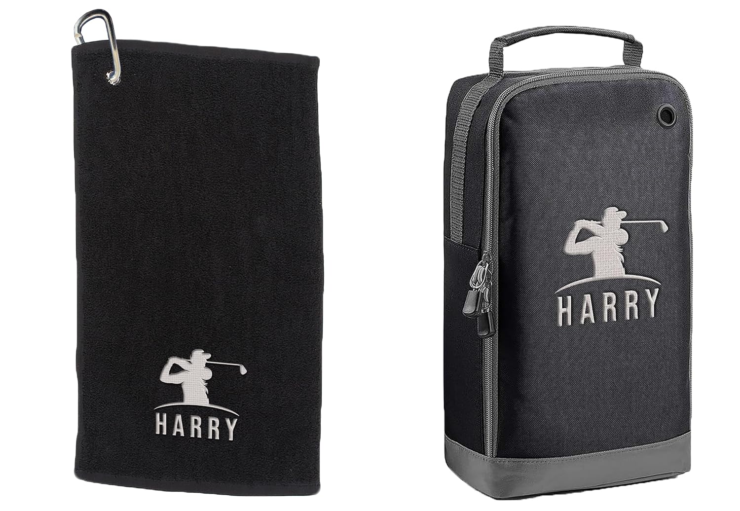 Varsany Personalised Golfer Towel and Shoe Bag – Embroidery and Clip 100% Ringspun Cotton Lawn Bowls Accessories - Dad Lawn Bowls Gift - Fathers Day Lawn Bowls Gift