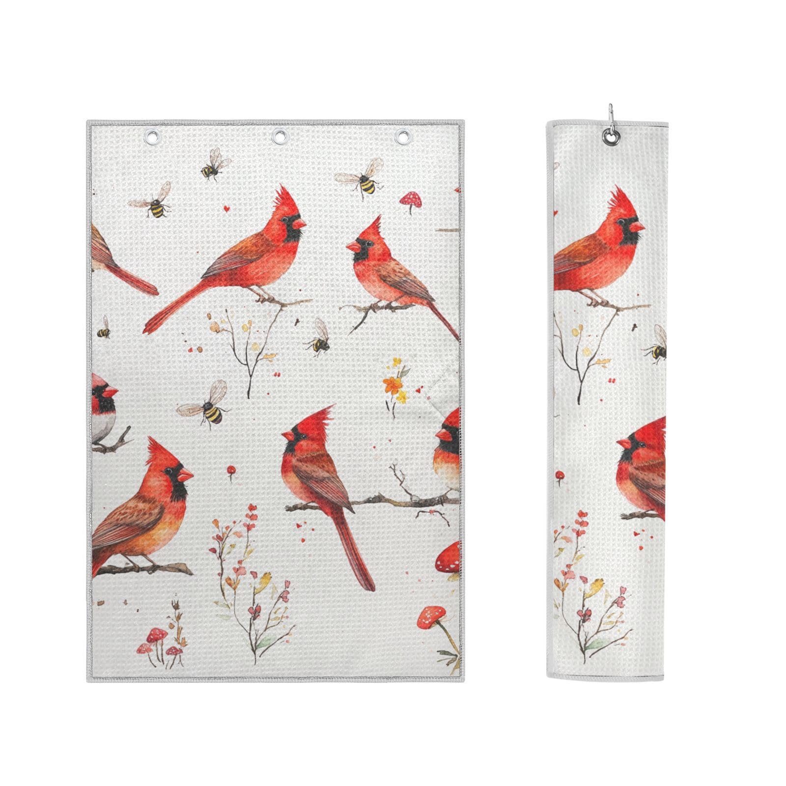 Serviette de golf cadeau idéal pour golfeur lot de 2 essuie-clubs blanc oiseau