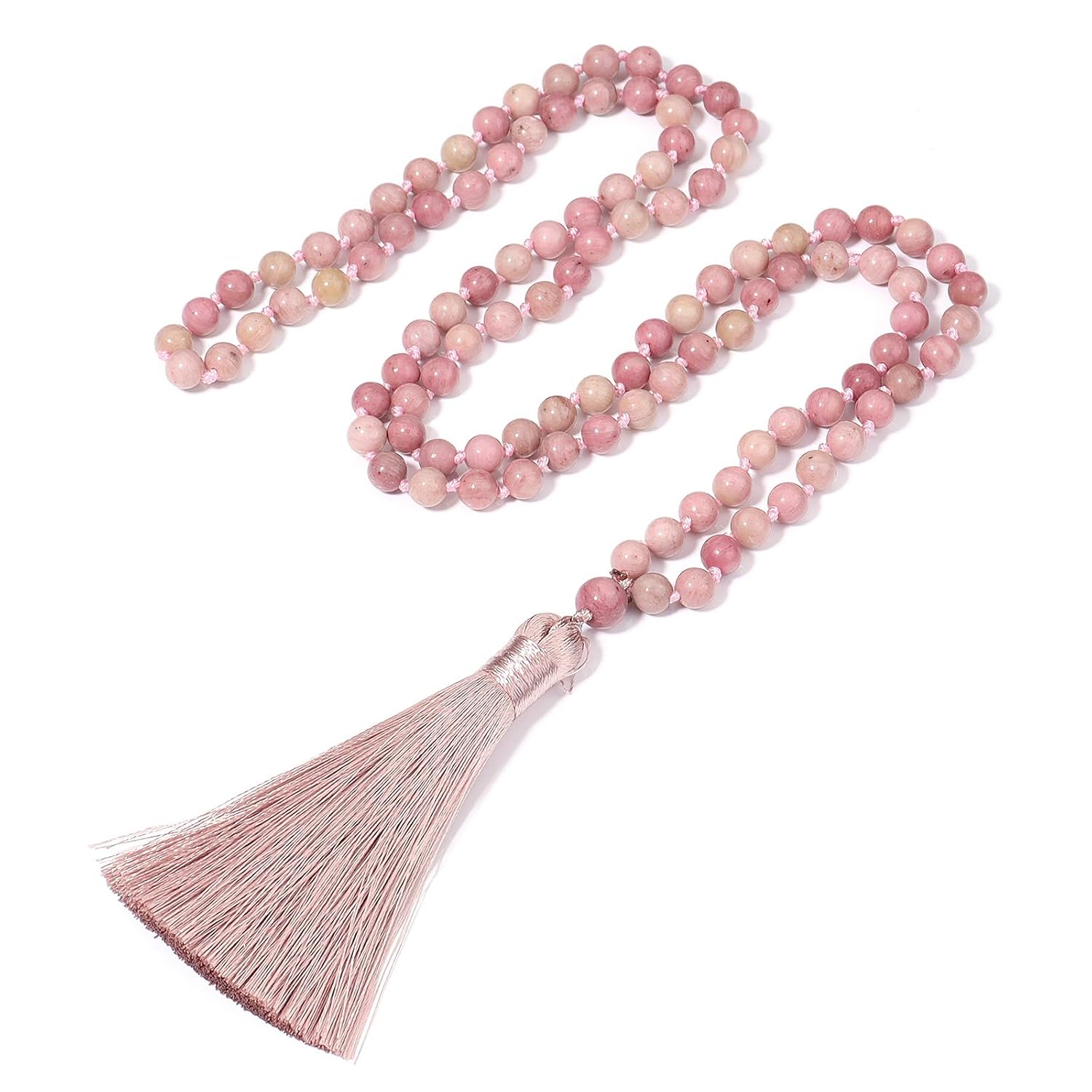 BALIBALI 6MM Mala Beads Necklace Natural Stone Meditation Statement Necklace Japa Yoga Rosary Prayer Charm Beaded Tassel Necklace