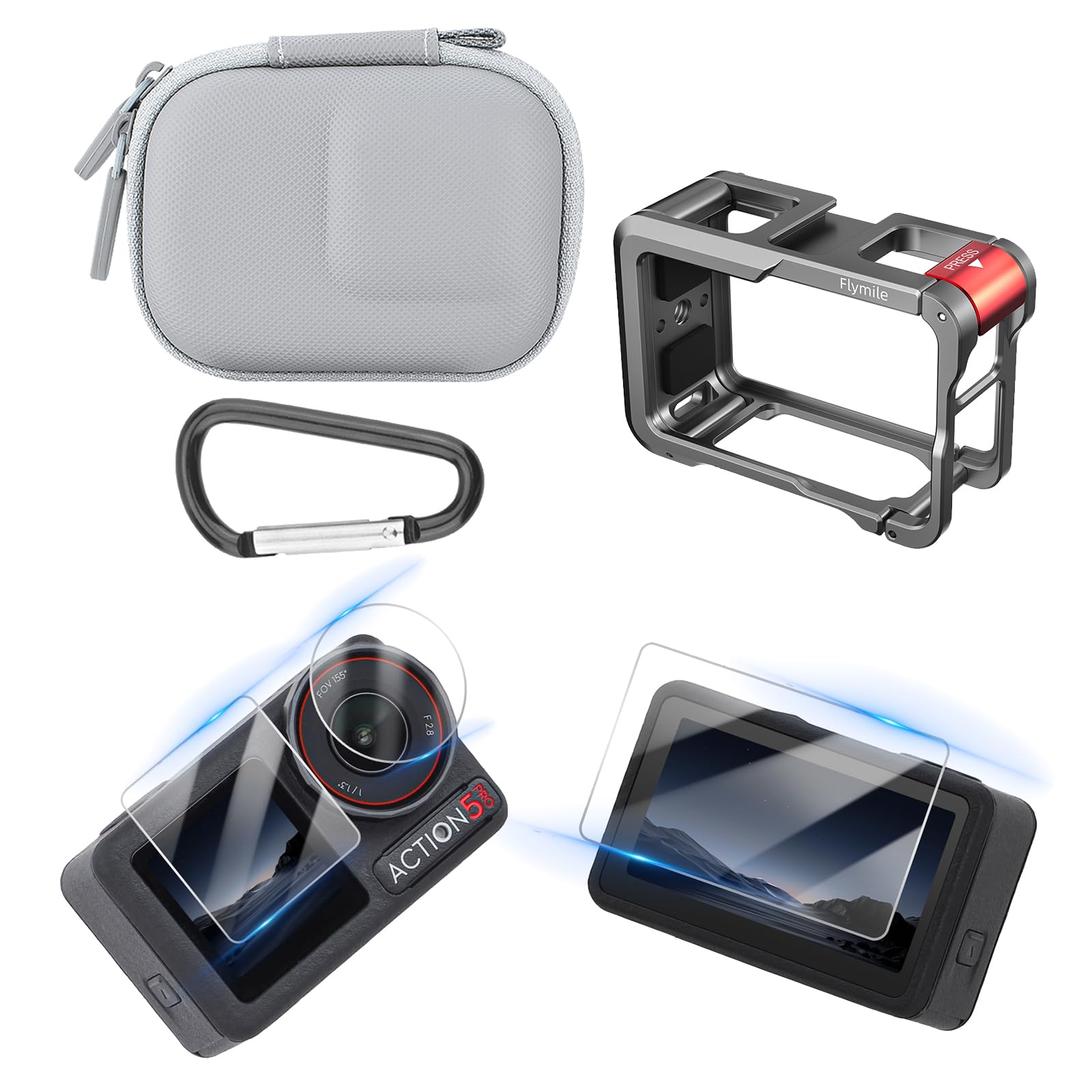 Amazon | DJI OSMO Action 5 Pro用カメラケージ + 強化フィルム、Osmo