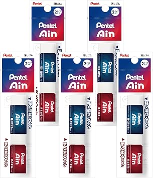 Pentel Ein 06 Eraser, Lightly Erasable, Set of 2 x 5, XZEAHS62, White
