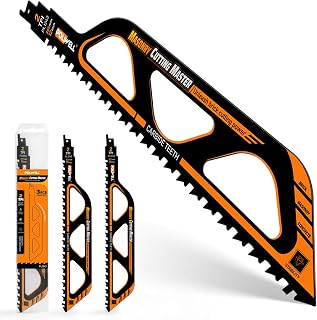POLIWELL Demolition Masonry Reciprocating Saw Blades 12-Inch, YG8 Ultra-Hard Brick Cutter Masonry Cutting Saw Blade, 2TPI Carbide Blades for Cutting Aerated Concrete, Hollow Brick and Cement,3-Pack