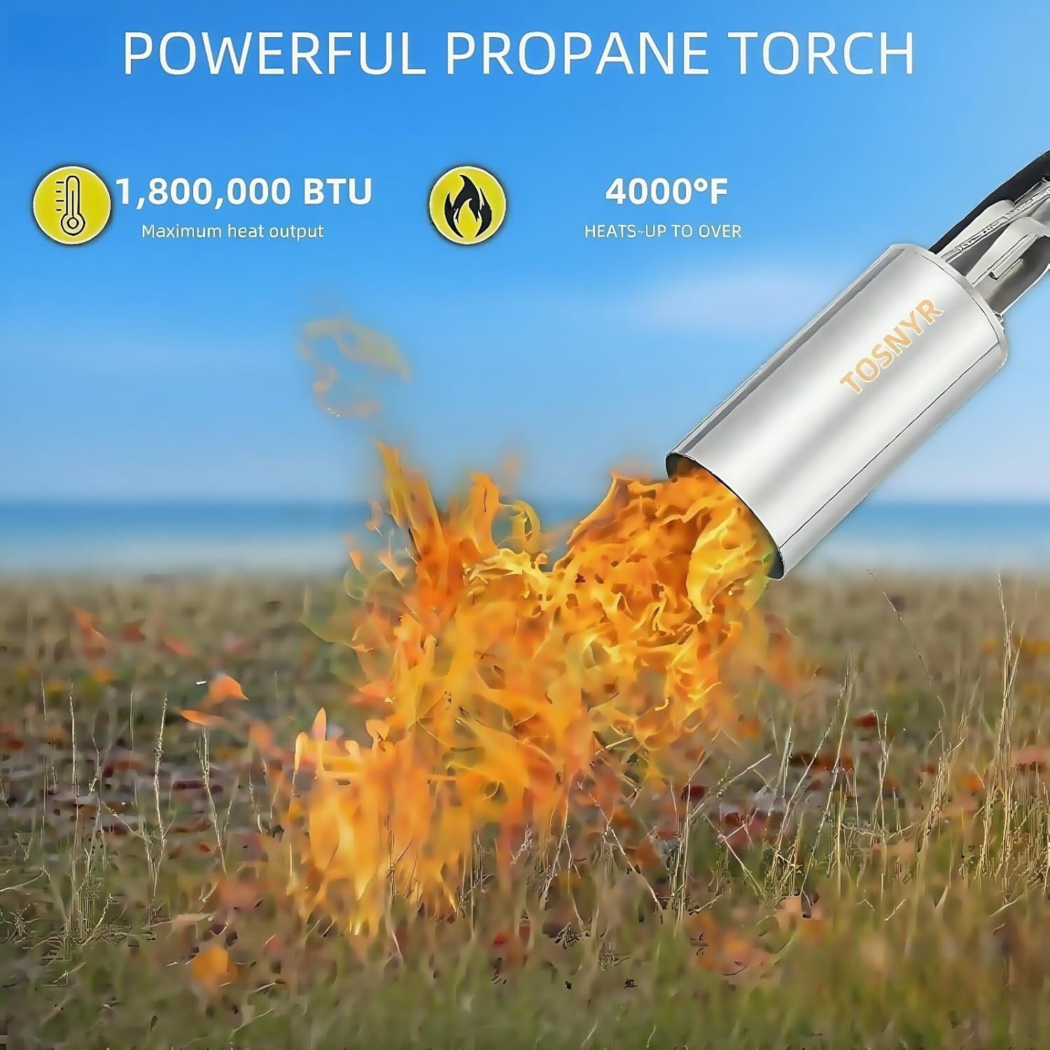 Propane Torch Weed Burner, 1,800,000 BTU Propane Weed Torch with 10FT Hose & Flame Control Turbo Trigger Push Button Igniter,Flame throwe for Weed,Garden,Wood,Charcoal,Ice Snow