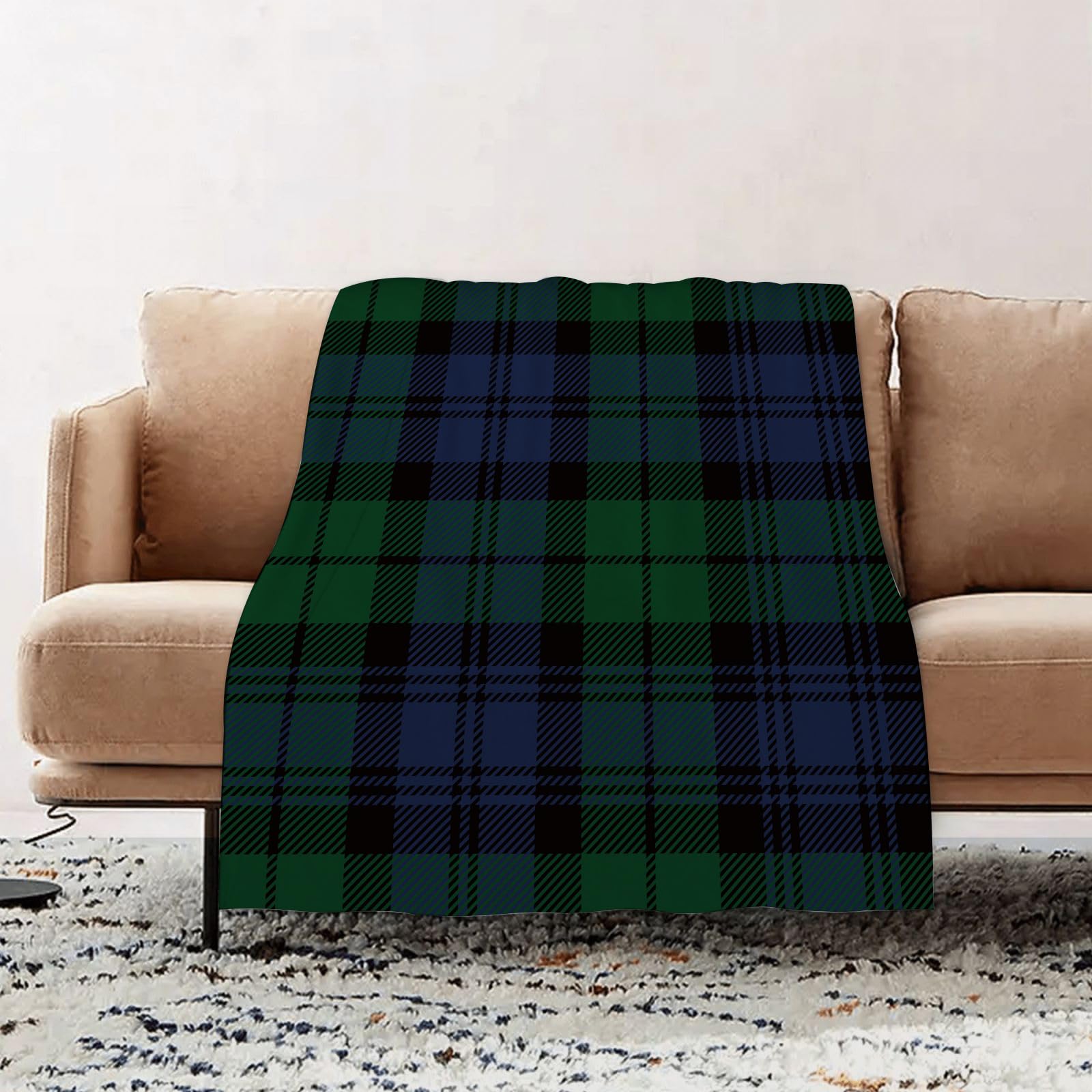 Grande Couverture Polaire en Flanelle Ultra Douce et Chaude Plaid Tartan de la Famille Park. Motif Textile écossais. pour Chambre à Coucher,lit Simple,canapé,150 x 200 cm