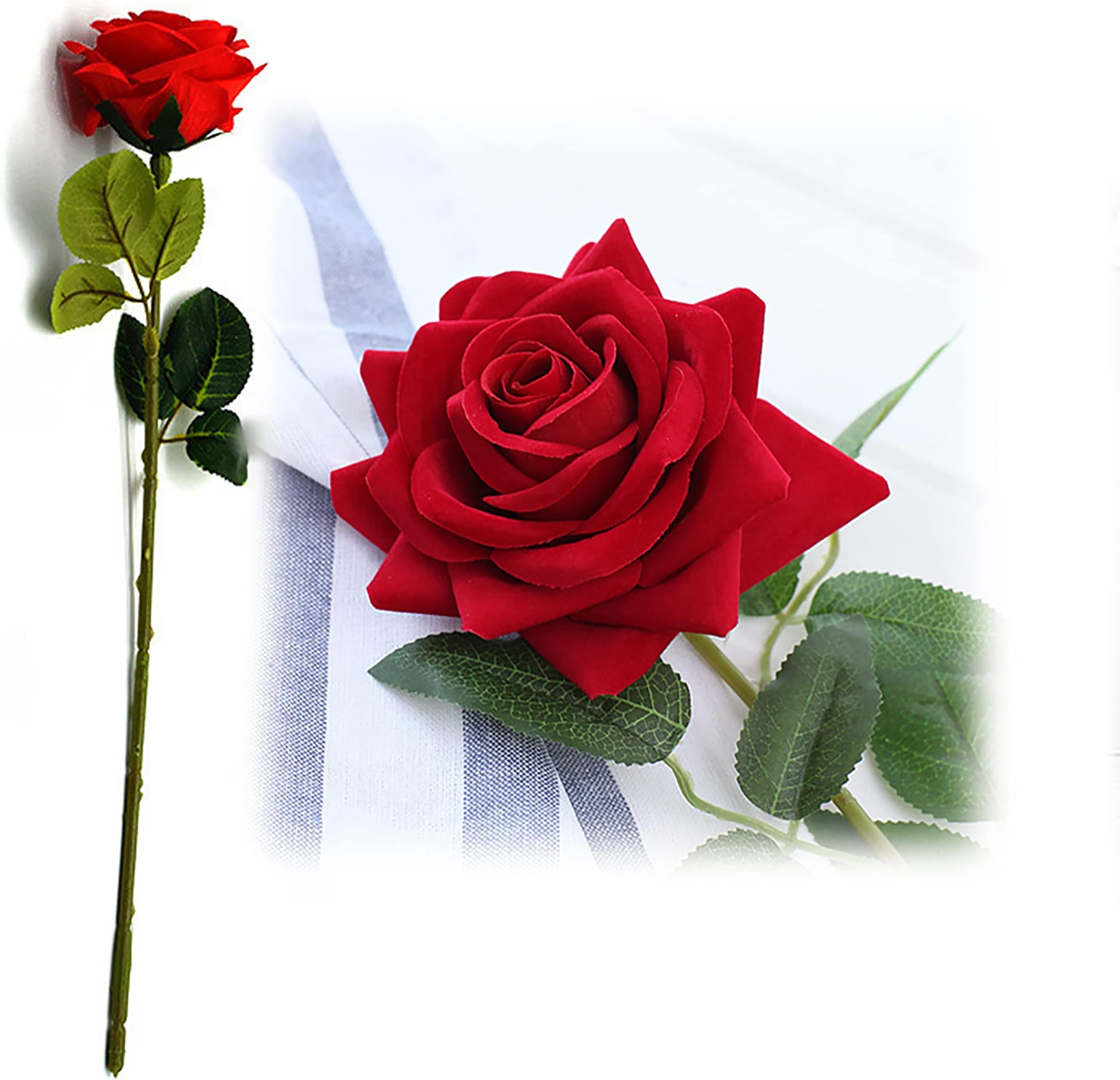 16" Artificial Rose High Simulation Bionic Technology Flowers Gift for Valentines Birthday Anniversary Christmas Mothers Day Thanksgiving for Mom Girlfriend Wife Classical Red 1 Pcs