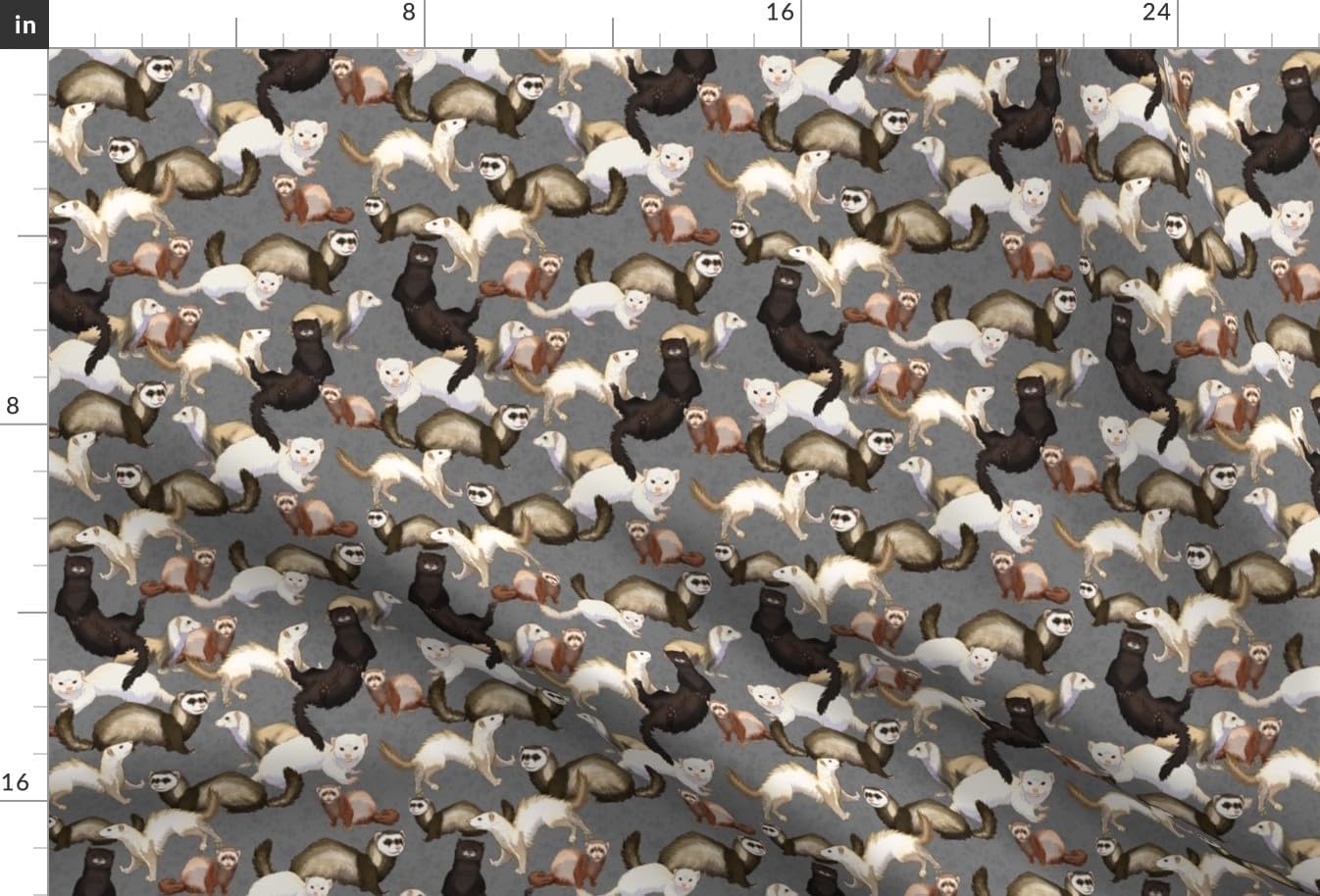 Spoonflower Fabric - Ferrets Animals Exotic Pets Gray Panda Ferret Mustelids Weasel Printed on Minky Fabric by The Yard - Sewing Baby Blankets Quilt Backing Plush