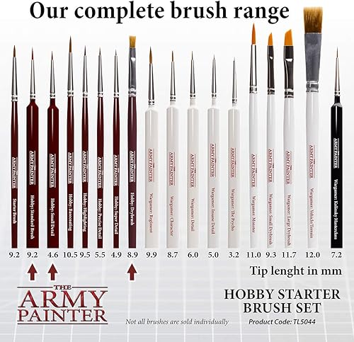 Miniatura 4 de The Army Painter Hobby - Juego de 3 pinceles de pintura acrílica pequeños en miniatura incluye cepillo seco pincel de pintura modelo estándar y
