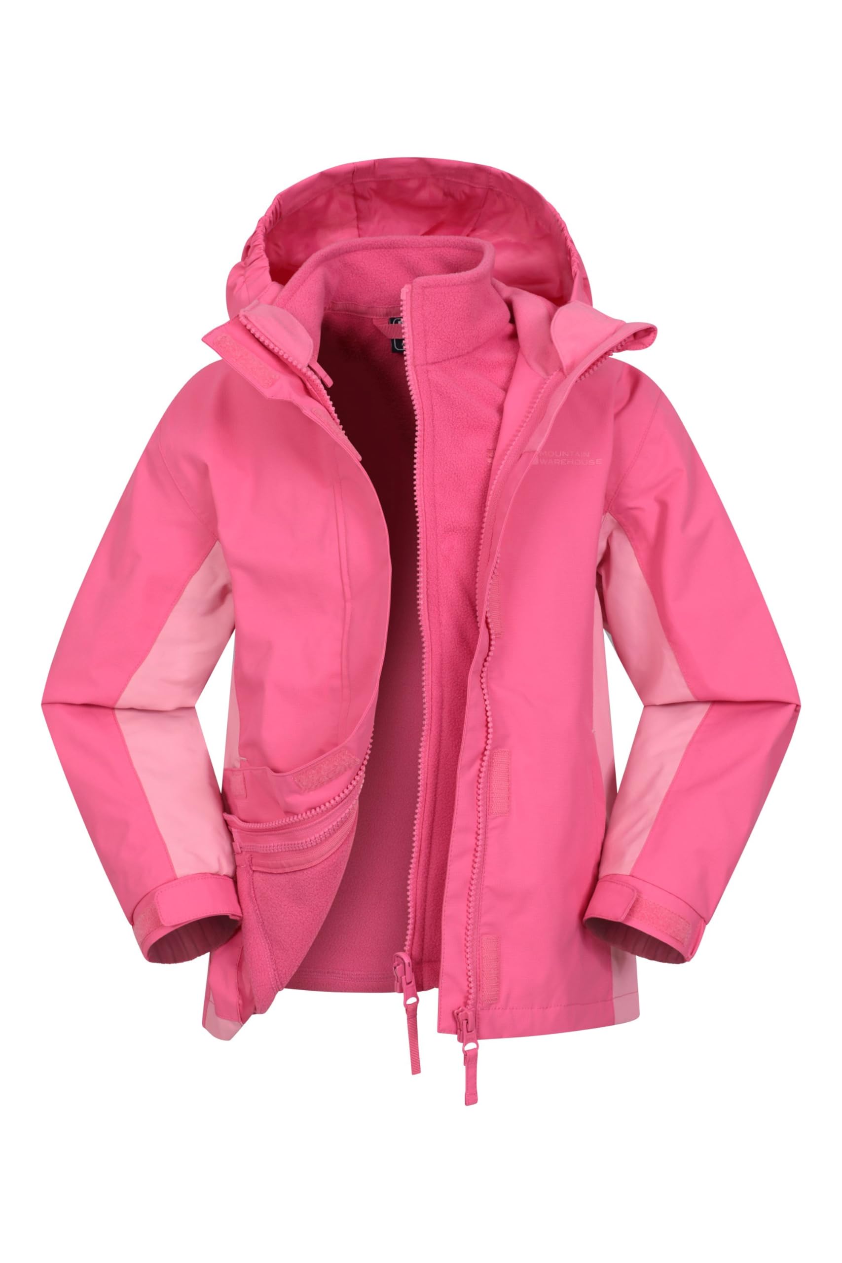 Mountain Warehouse Lightning 3 in 1 Kids Waterproof Jacket - Taped Seams Triclimate Jacket, Detachable Hood, Inner Fleece Kids Coat - For Walking, Hiking