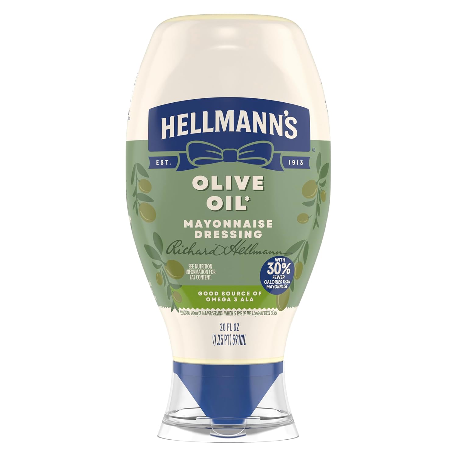 Hellmann's Olive Oil Mayonnaise 20 oz, Mayo Squeeze, Sandwich Spread, 1PK