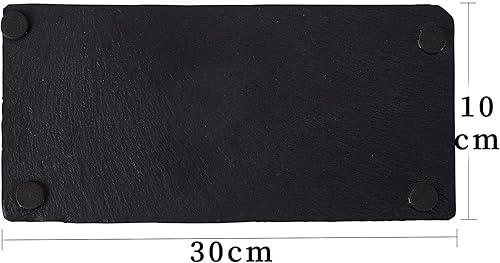 Miniatura 6 de Tcrogsciss Juego de 4 tablas de embutidos de pizarra negra tablas de queso platos individuales de piedra para queso carne aperitivos