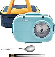 Vista 12 de Lonchera Bento de 3 compartimentos con cuenco de sopa, bolsa de almuerzo aislada y utensilios portátiles, recipientes de almuerzo de cámara de acero