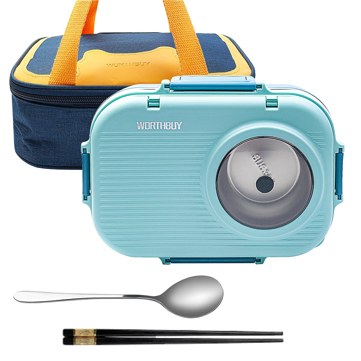 Bento pudełko na lunch z 3 przegródkami z miską do zupy, izolowana torba na lunch i przenośne przybory, pojemniki na lunch ze stali nierdzewnej, szczelne pudełko Bento dla dzieci dorosłych mężczyzn kobiet