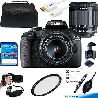 EOS 2000D (Rebel T7) Digital SLR Camera with 18-55mm is II Lens Kit (Black) - Advanced Accessories Bundle