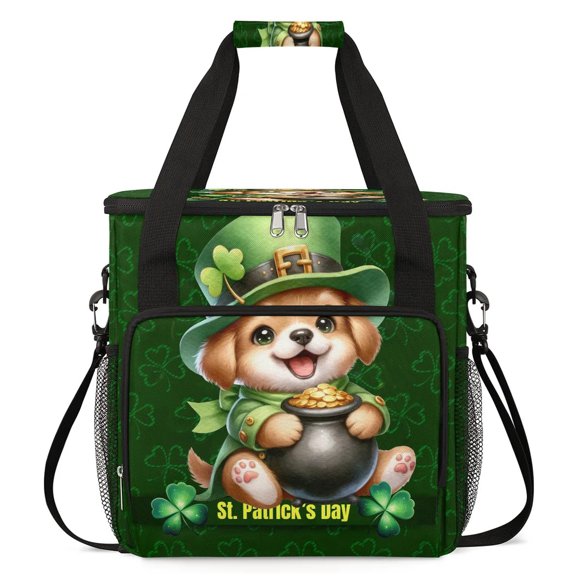 Coffee Maker Carring Bag Dog St. Patrick's Day Travel Carrying Storage Tote Bag Compatible with Keurig K-Mini or K-Mini Plus Portable Single Serve Coffee Brewer Case with Pockets for K-cup Pods