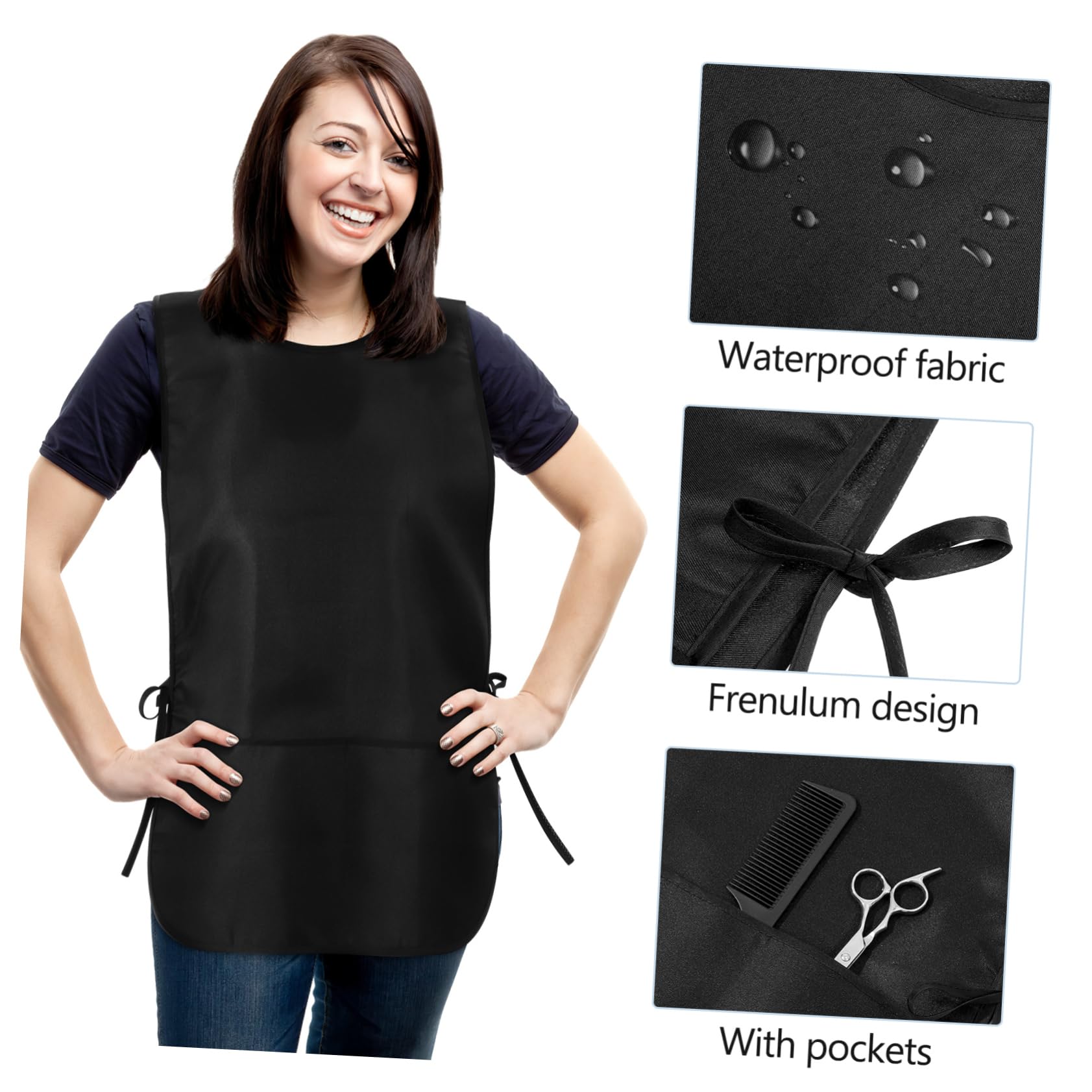 HOLIDYOYO Cobbler Apron Unisex 2 Pockets Cobbler Smock Bib Apron Cooking Kitchen Aprons Drawing Apron Hair Cutting Apron Paint Apron for Women Men Chef BBQ, 70x49.5cm, Black