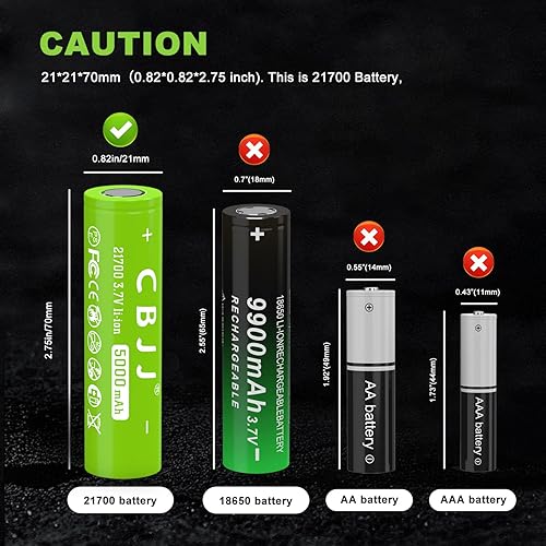 Miniatura 2 de CPZZ Batería recargable 21700 de 5000 mAh, gran capacidad, 21700, 3.7 V, baterías para linternas, timbres (4 unidades de 3.7 V batería 0310LQY)