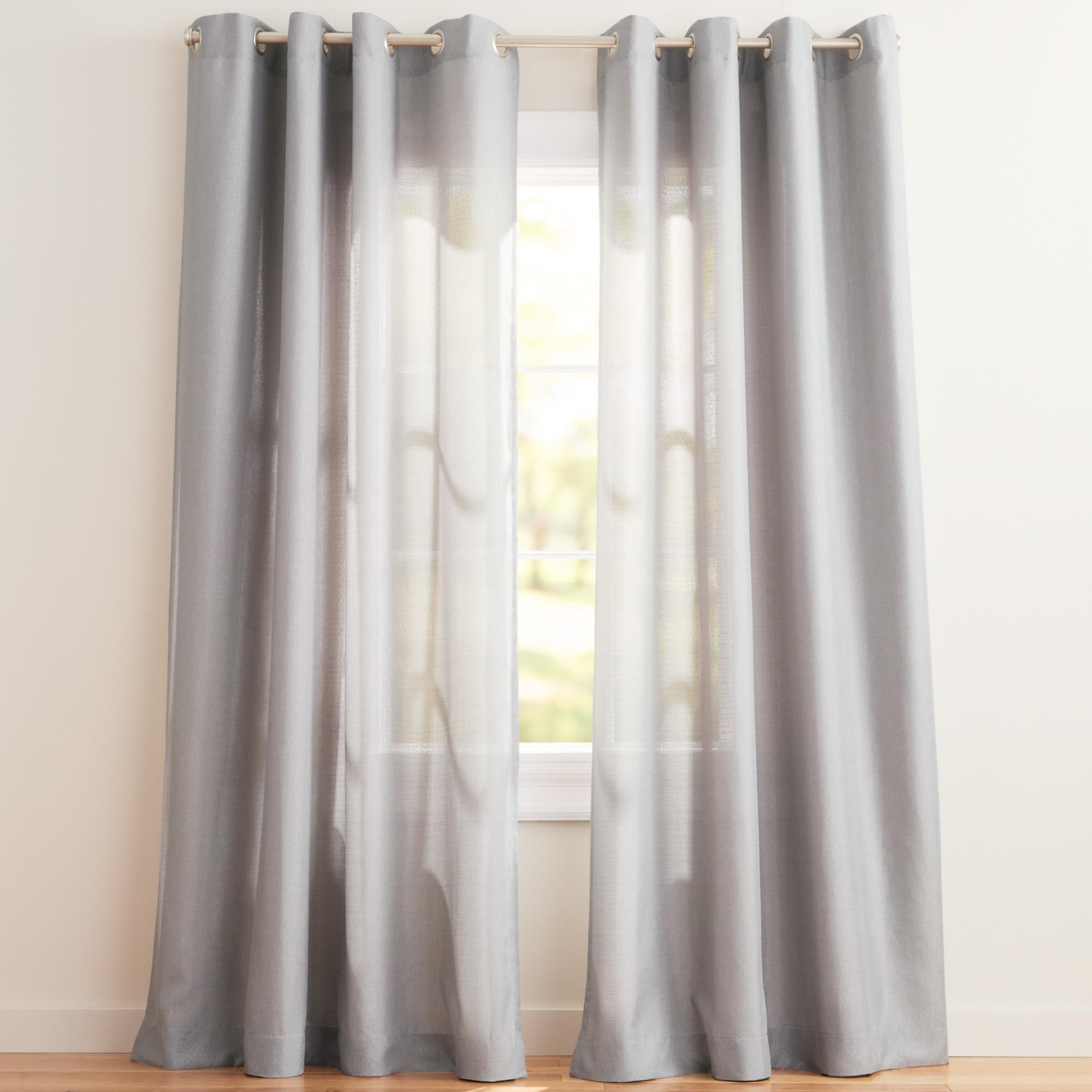 Exclusive Home Loha Linen Grommet Top Curtain Panel Pair, 54"x108", Dove Grey