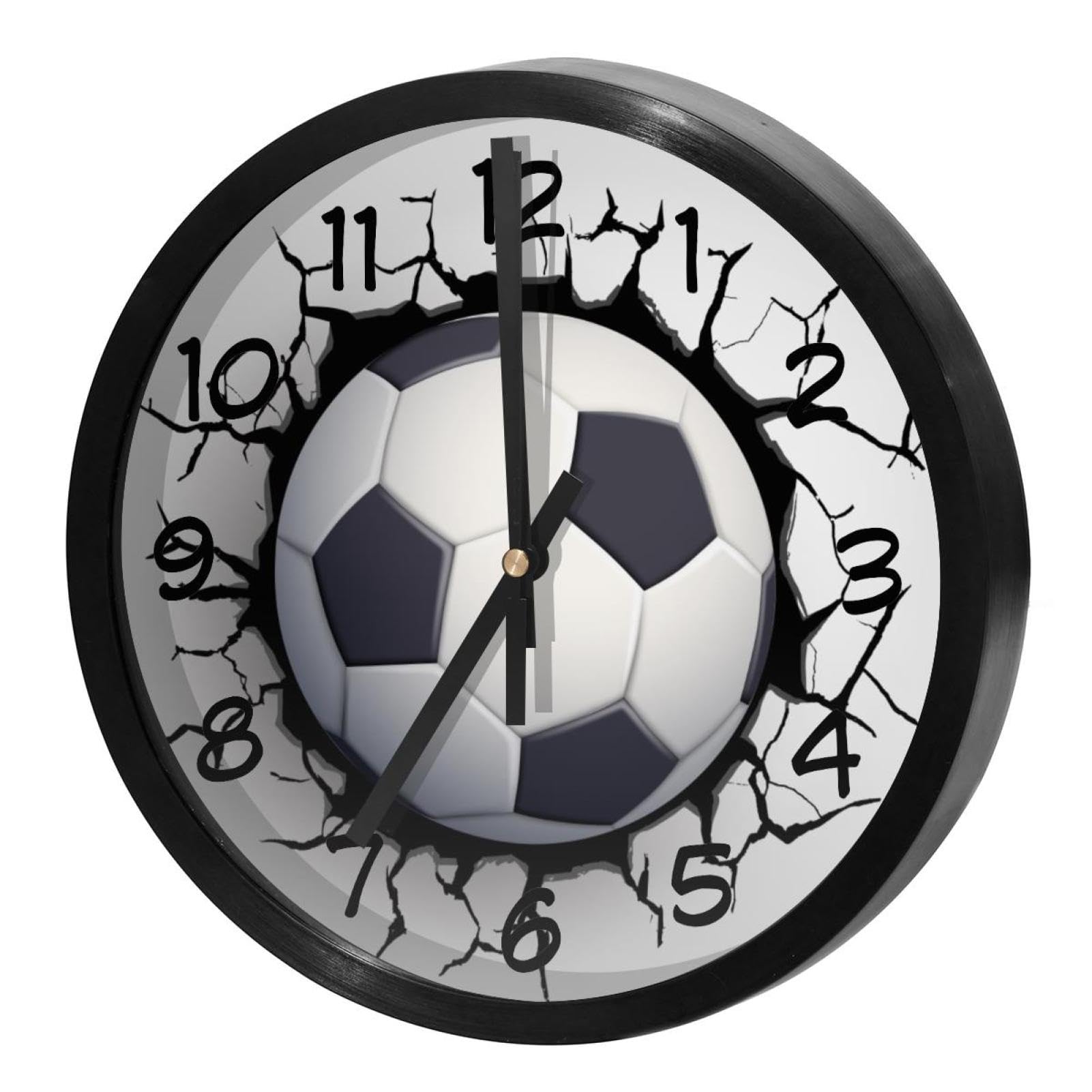 Horloge murale ronde football pour cuisine et salon ambiance sportive et silencieuse