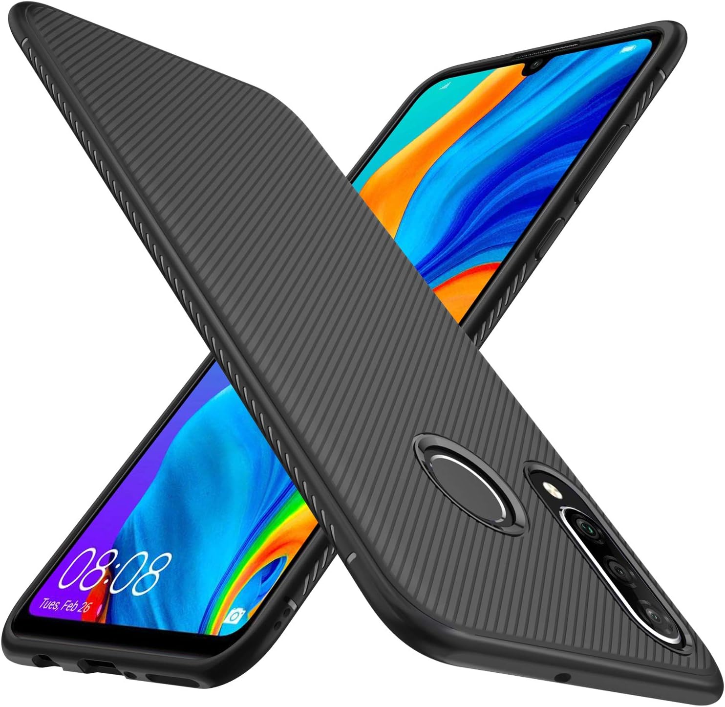 C'iBetter for Huawei P30 lite Case, Premium Soft Rubber Cover Shock Proof with Anti-Slip Ultra-Thin for Huawei P30 lite Smartphone. Black…