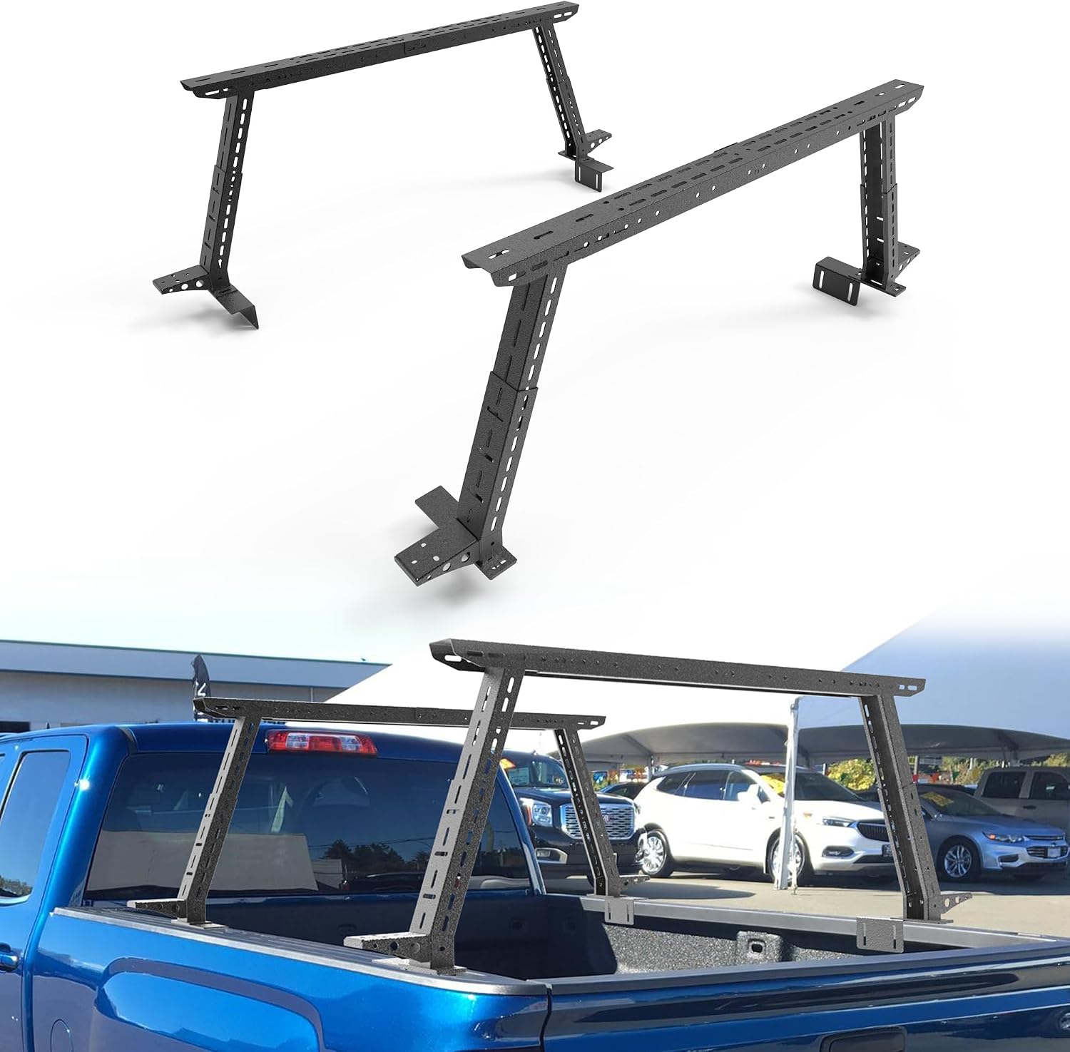 Adjustable 16'' to 25'' High Ladder Racks Universal for Ford Chevy Dodge GMC Toyota Nissan Jeep Pickup Truck Bed Rack Solid Carbon Steel