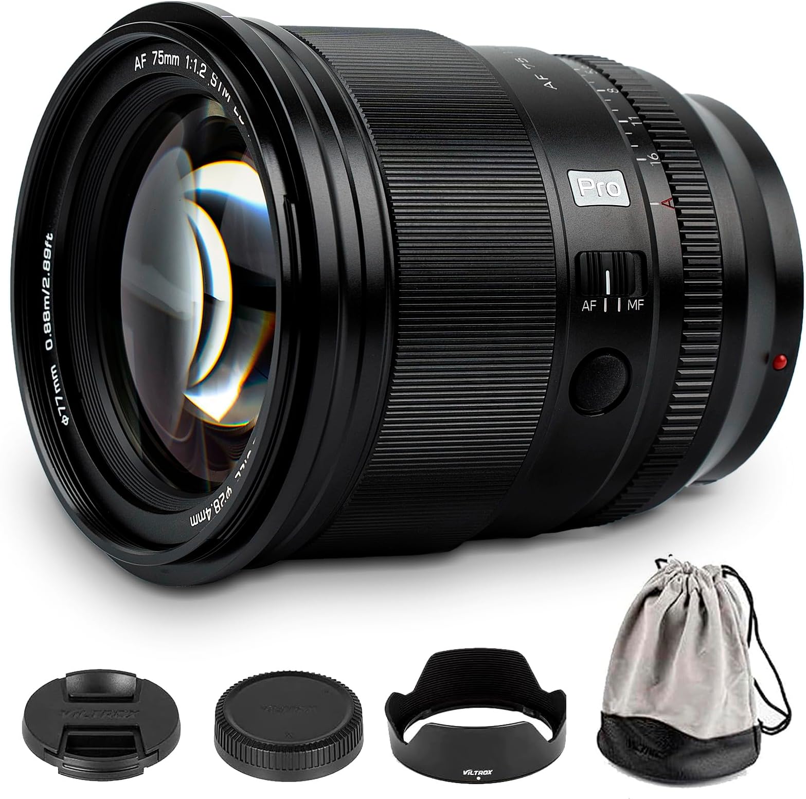 75mm f/1.2 F1.2 Pro XF Fuji X-Mount Ultra Wide Angle Autofocus APS-C Prime Lens for Fujifilm X-Mount Camera X-A7 X-S10 X-T200 X-T100 X-T20 X-T30 X-T3 X-T4 X-E2 X-E2S X-E4 Black