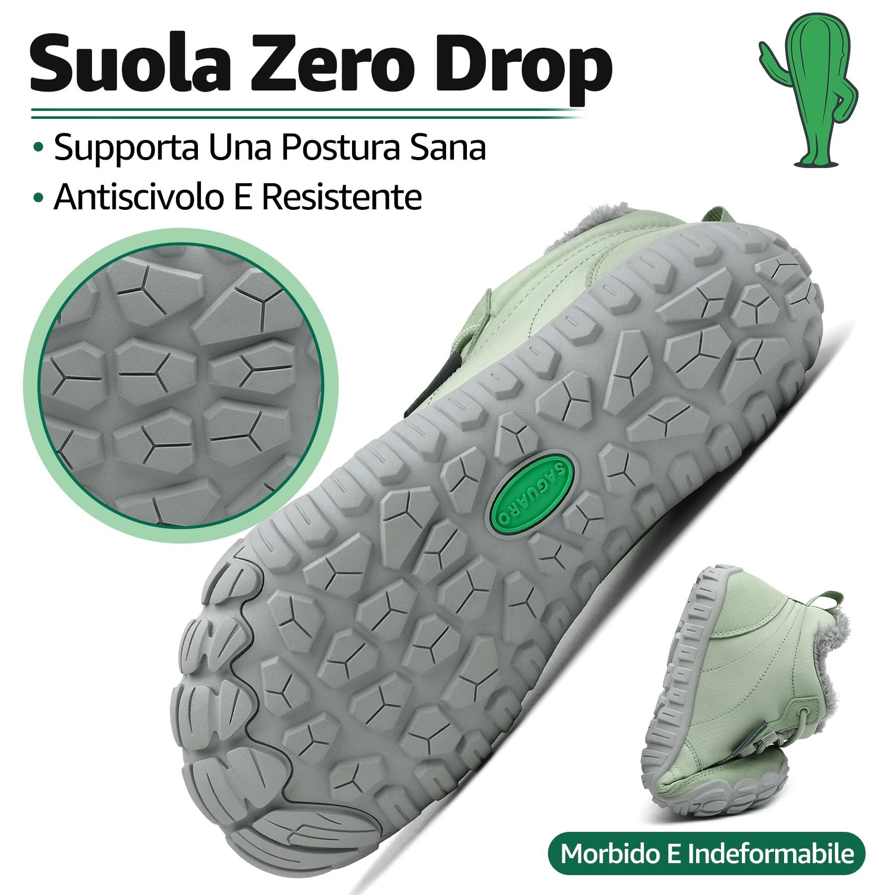 SAGUARO Barefoot Scarpe Invernali Caldo Stivali Neve per Uomo Donna,Gr.36-48