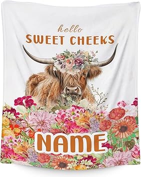 Mercuryelf Custom Highland Cow Throw Blanket - Soft, Fuzzy & Warm - 30x40 Inches Small Blankets for Lap, Crib - White Novelty Throws Gift for Highland Cow Lovers