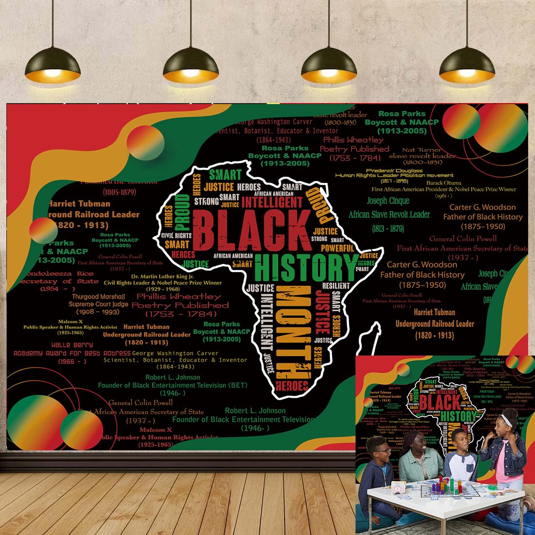 Black History Month Banner Backdrop 7x5FT African American Holiday Party Photography Background for Home Black History Month Poster Decorations