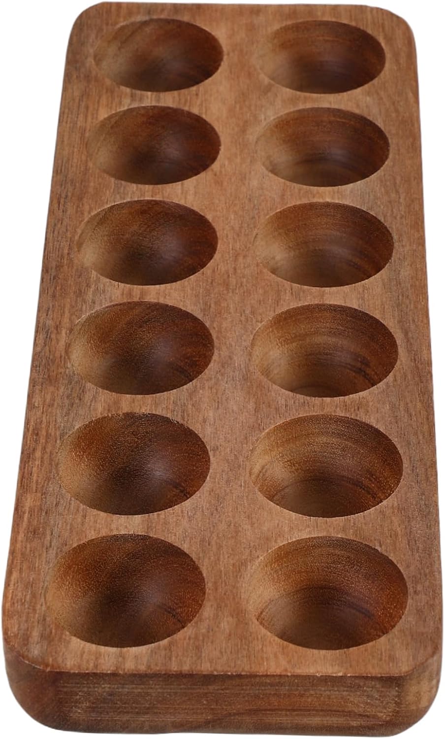12Holes Wood Egg Holder Tray Rustic Wooden Egg Platter for Storage Countertop Display for Fresh s and Decor Natural Acacia Wood Design