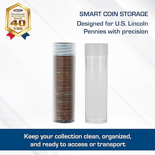 Miniatura 2 de BCW Tubos de monedas para centavos de Estados Unidos  100 unidades  Sostiene "Lincoln" Penny  Soportes de monedas de tubo de plástico duradero