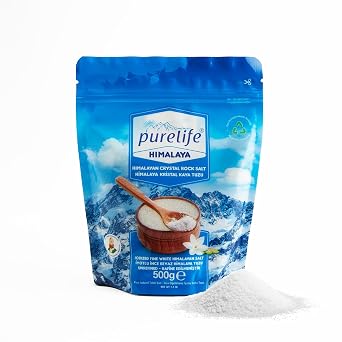 Purelife Himalayan Salt White Iodized Fine | Premium Unrefined Gourmet Rock Iodized Natural Salt | Extra Fine Mineral Blend for Enhanced Taste, Balanced Flavor & Cooking 1.1 lbs