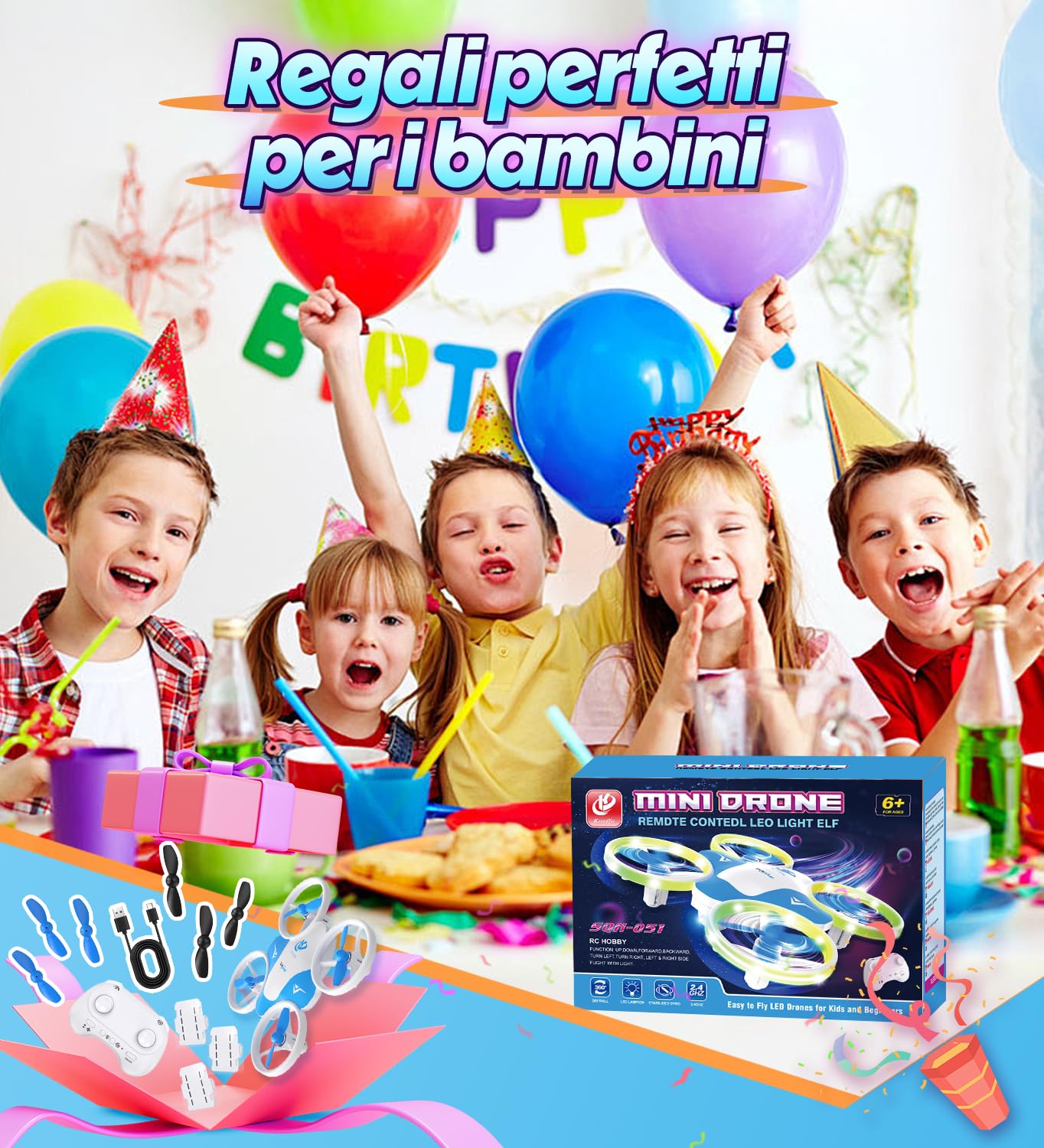 Korffe Mini Drone per Bambini Giocattoli da 6 7 8 9 10+ Anni Ragazzi, RC Aereo Giocattolo Drone per Bambini e Principianti con Luci LED Regali per Interni ed Esterni per Ragazzi e Ragazze