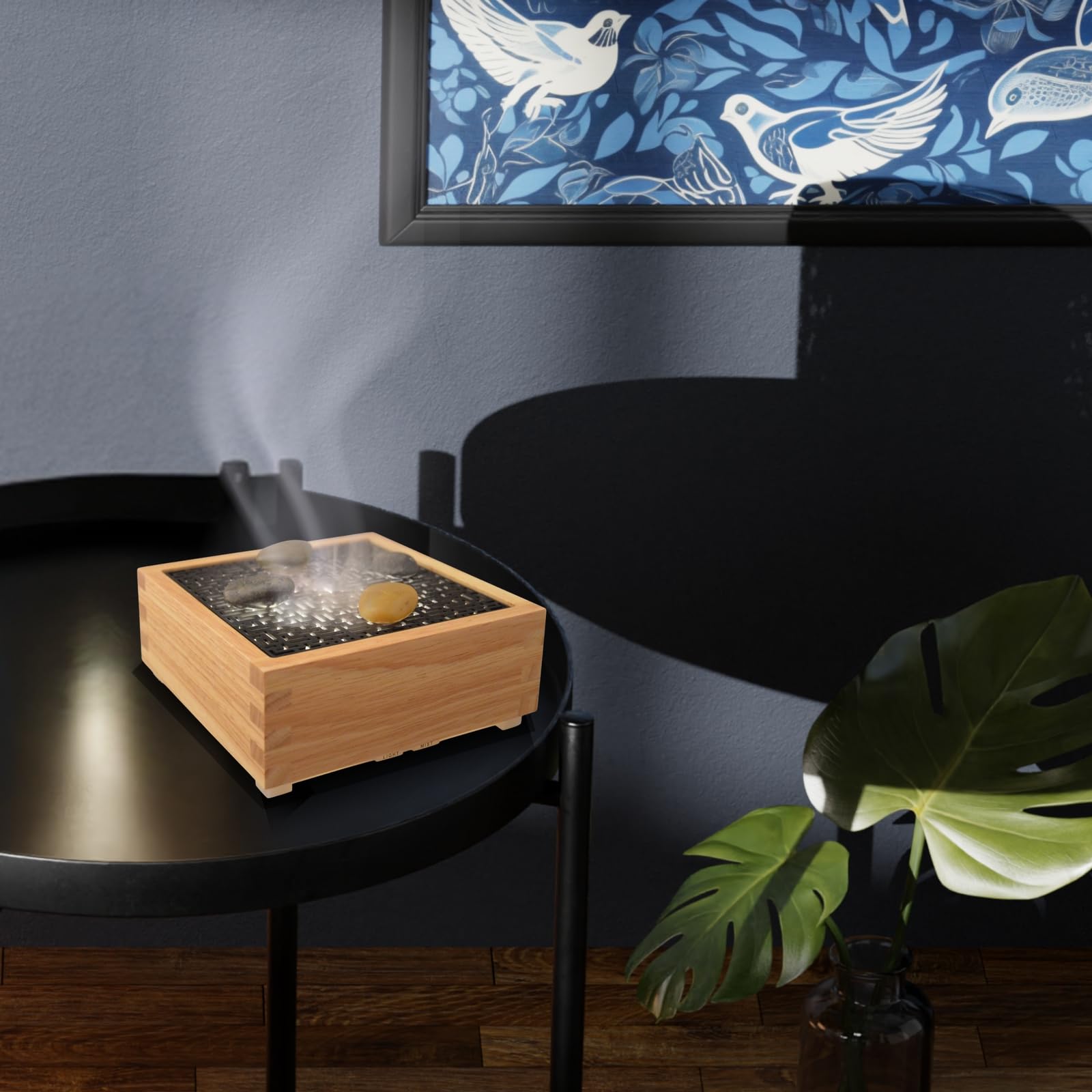 Zen'Arôme - Diffusor Kaori - Luftbefeuchter für ätherische Öle - Ultraschall-Aromatherapie-Vernebler - Elektrische Duftlampe in Naturholz-Design mit LED-Beleuchtung und automatischer Abschaltung