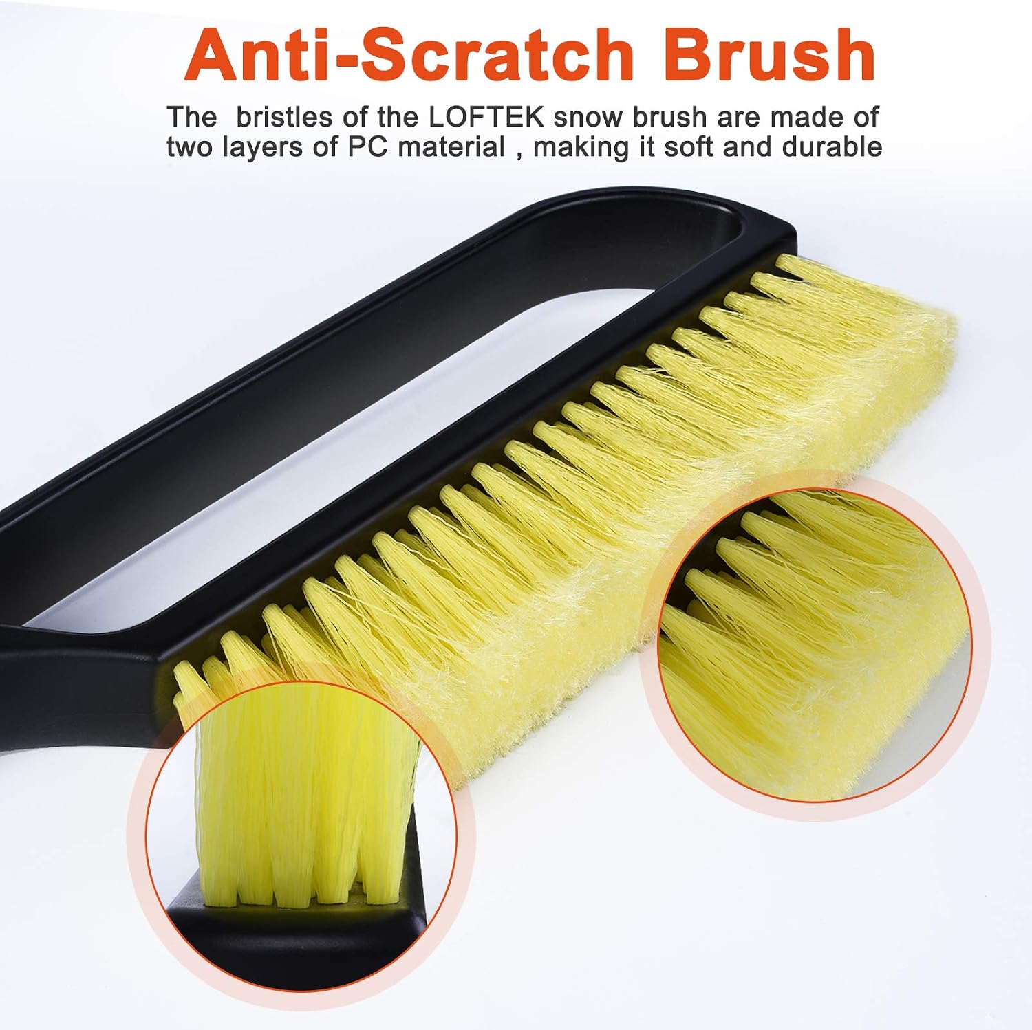 LOFTEK Snow Brush and Ice Scraper for car - 30.5" to 39" Extendable, Durable, Anti-Scratch Tool Car Windshield Brush with Foam Grip for Removing Snow and Ice from The Windshield of The Car Easily