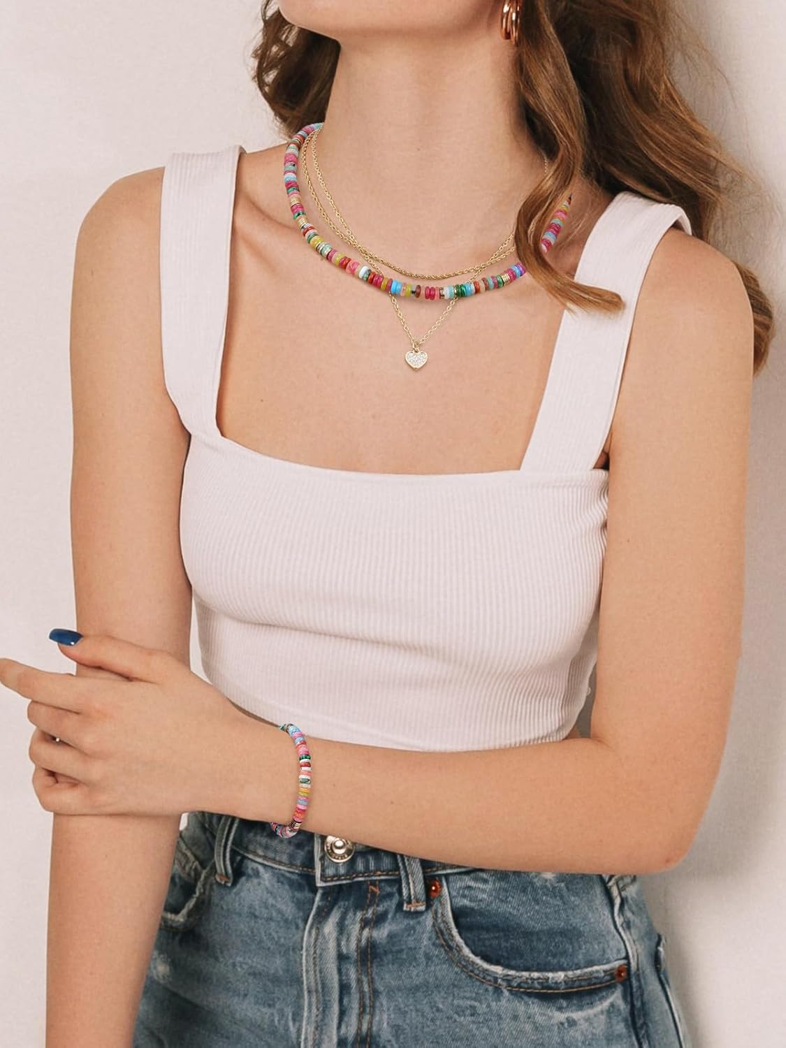 Top Plaza Colorful Beaded Necklace for Women Boho Natural Gemstone Choker Necklace Summer Handmade Jewelry Gift - Image 4