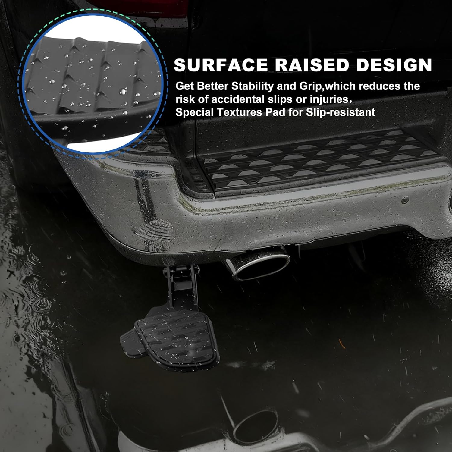 Rear Bed Step Compatible with Dodge Ram 2500 3500# 2019 2020 2021 2022 2023 2024 Retractable Bumper Tailgate Step 82215842AH AD 82215842AE AC No-Drill Truck Tailgate Bed Step