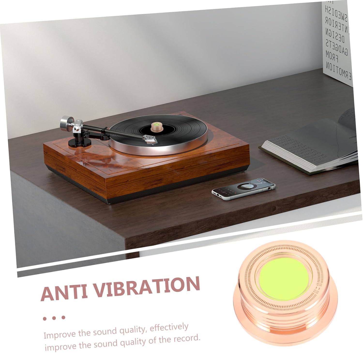 Mikinona Record Player Weight Stabilizer Aluminum Alloy Disc Clamp for Turntable with Anti-Vibration Feature and Sound Quality Improvement Suitable for Vinyl Discs