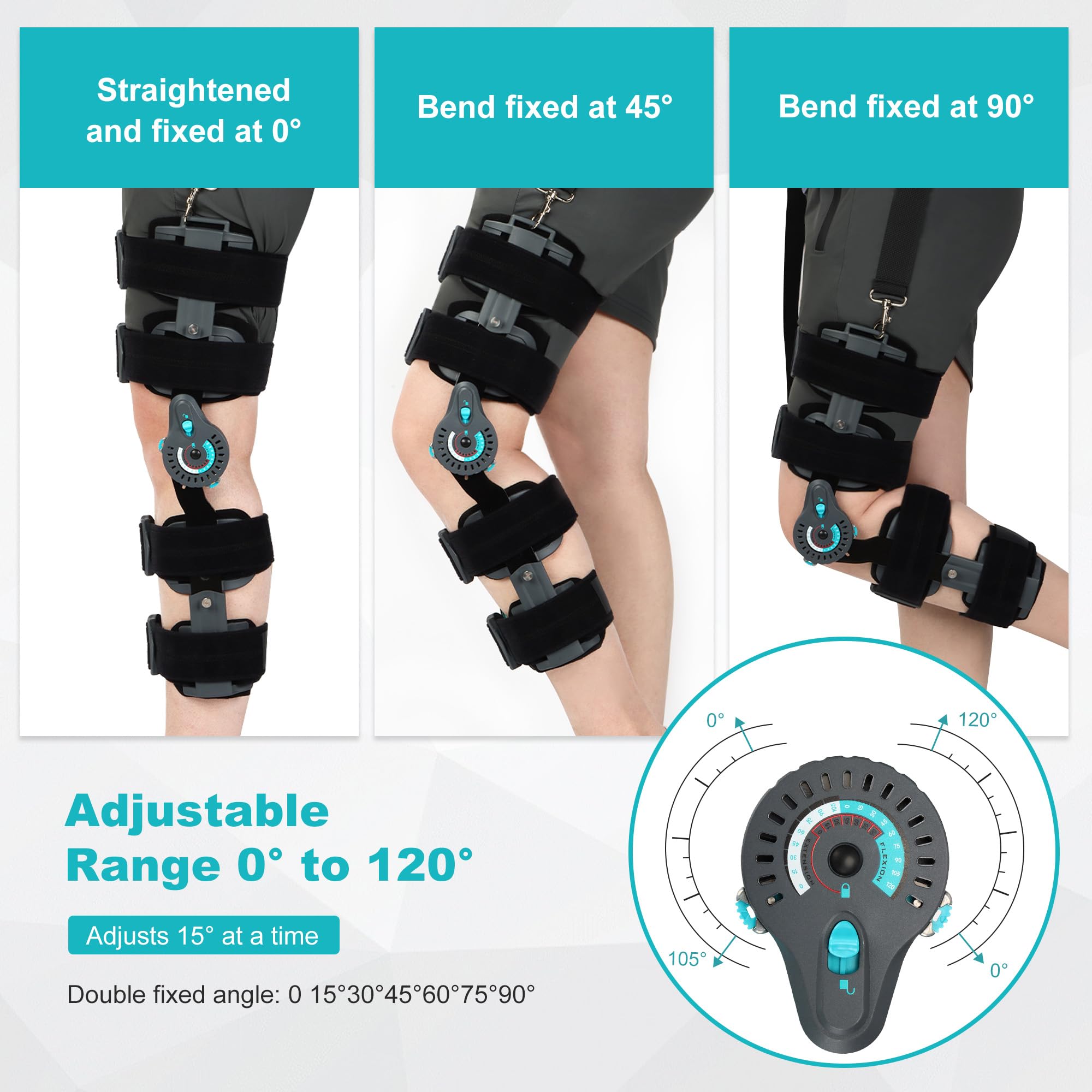 Rodillera con Bisagras Poste OP Inmovilizador de Rodilla Tirantes para Piernas Ortopédico Rótula Rodillera Inmovilizador de Rodilla Ortesis, Ajustable para Pierna Izquierda Derecha