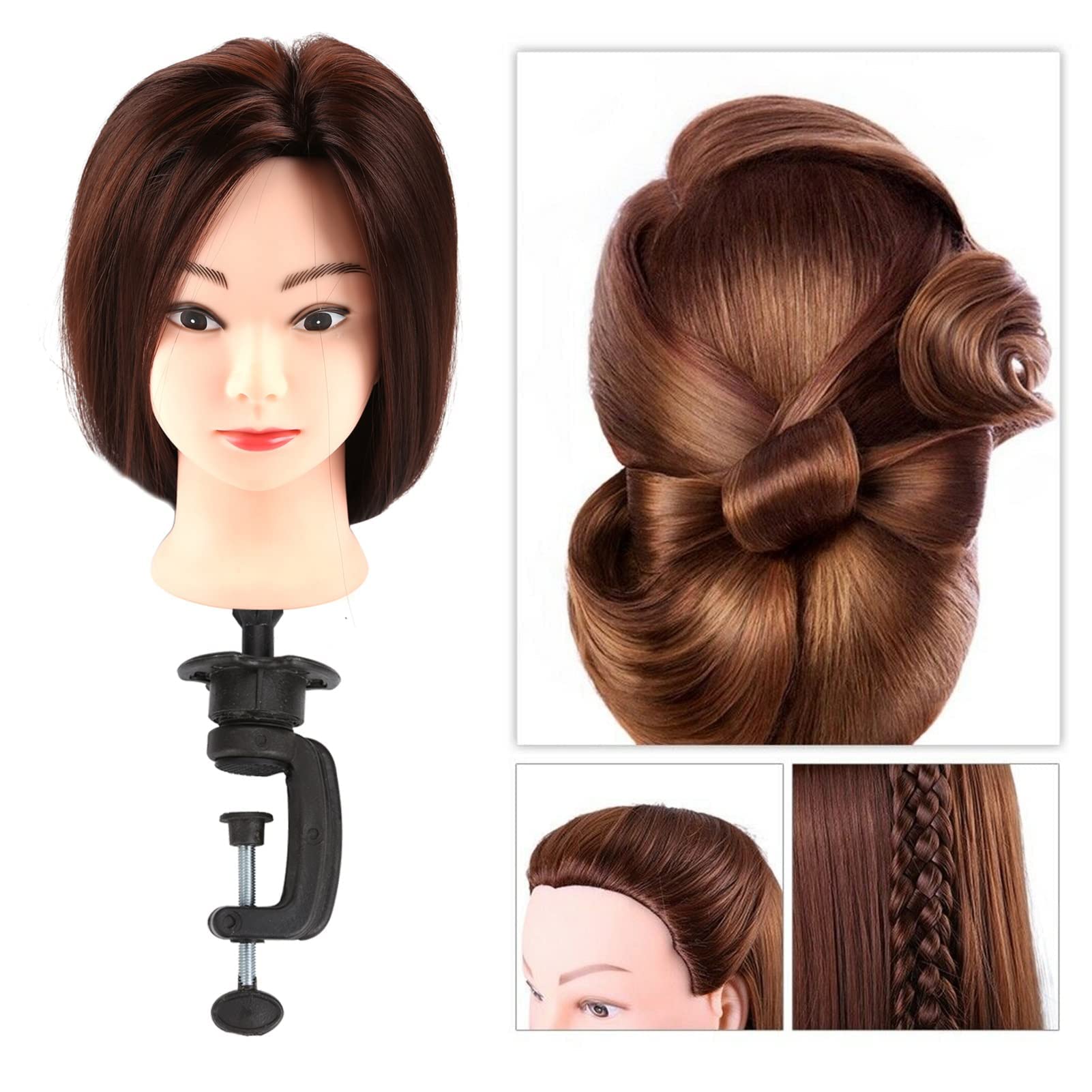 Trintion Frisierkopf Trainingsköpfe Übungskopf Friseur 24" Synthetik Haar Trainingskopf Frisurenkopf Puppenkopf Frisierkopf Halter mit DIY Haar Zubehör Styling Set