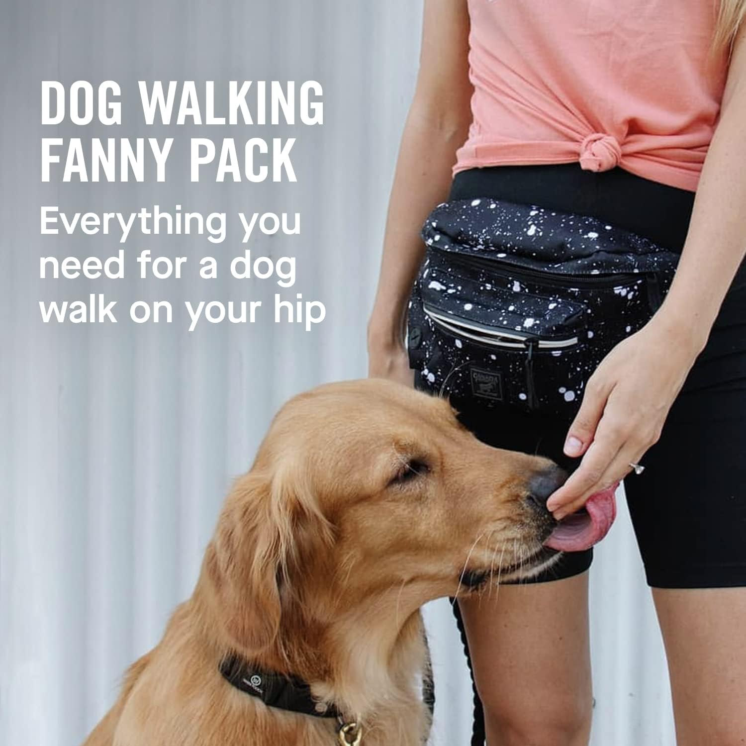 Canada Pooch Everything Dog Walking Fanny Pack - Dog Fanny Pack with Dog Poop Bag Dispenser & Dog Treat Pouch, Great as Dog Training Fanny Pack, Adjustable up to 54” - Splatter - Image 2