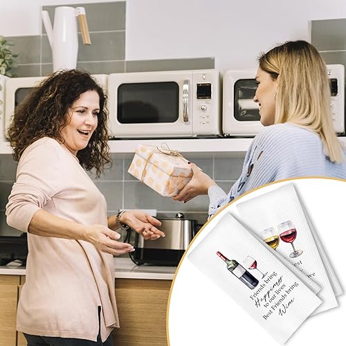 Miniatura 5 de Friends and Wine - Juego de 2 toallas de cocina, regalos para amantes del vino, toallas de bar para cocina, bar, carrito, regalos de vinos para