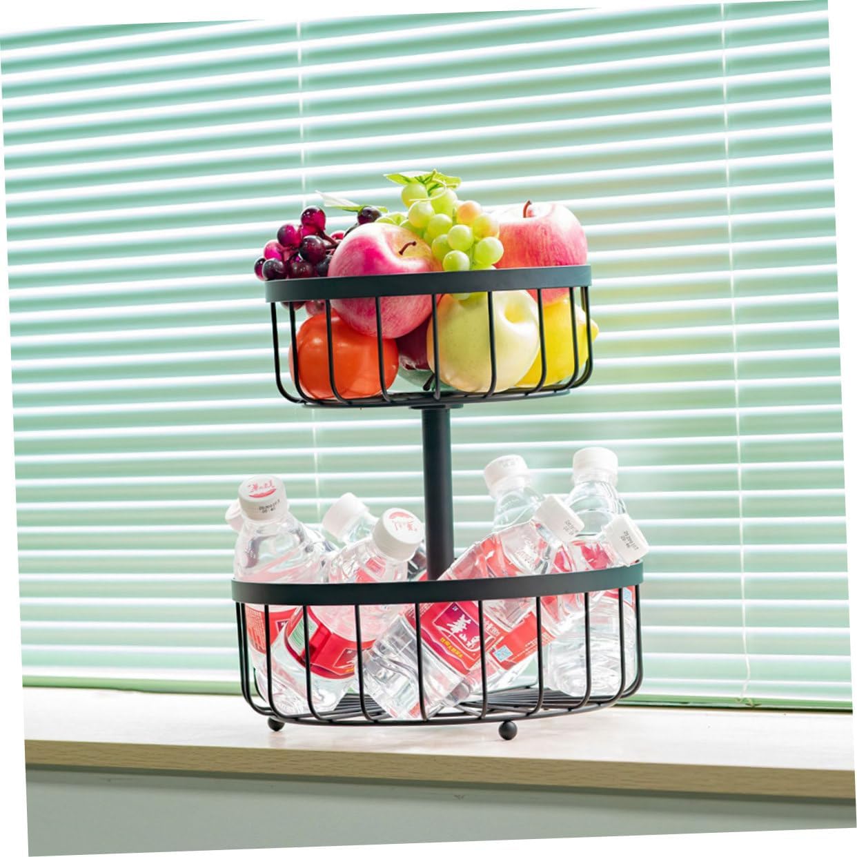 ZUNOXAZ アイアン製段フルーツバスケット 大容量メタル製収納容器 フルーツスタンド オーガナイザー キッチン レストラン パー