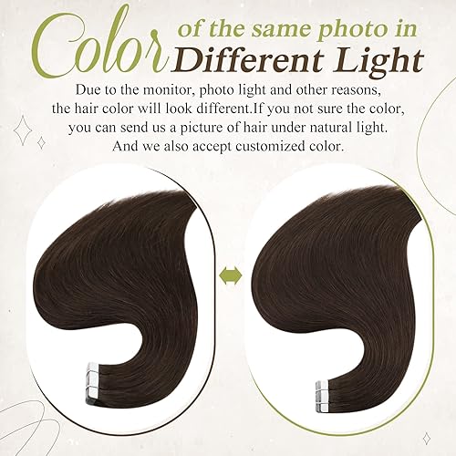 Miniatura 4 de Full Shine - Extensiones de cabello castaño corto humano con cinta adhesiva, 12pulgadas, color castaño oscuro 2, 1.06oz, 20unidades