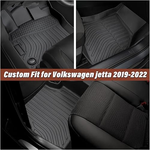 Miniatura 2 de KMF Alfombrillas para Volkswagen Jetta 2019 2020 2021 2022, 1 y 2 fila, juego completo de alfombrillas negras para todo tipo de clima, forro de
