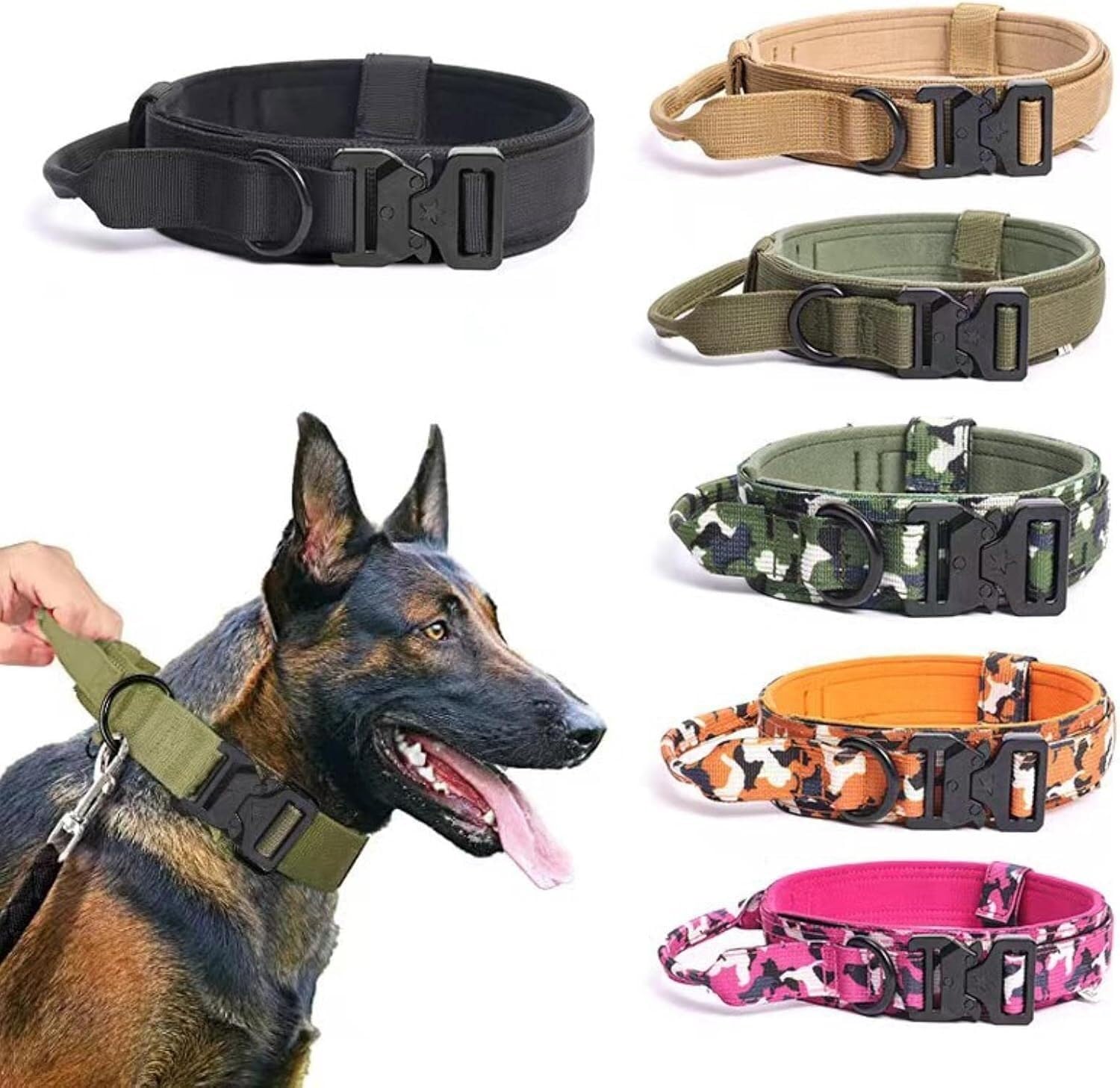 Collar para Perro, con Mango Resistente y fácil Control for Perros medianos Grandes(Pink,Medium)