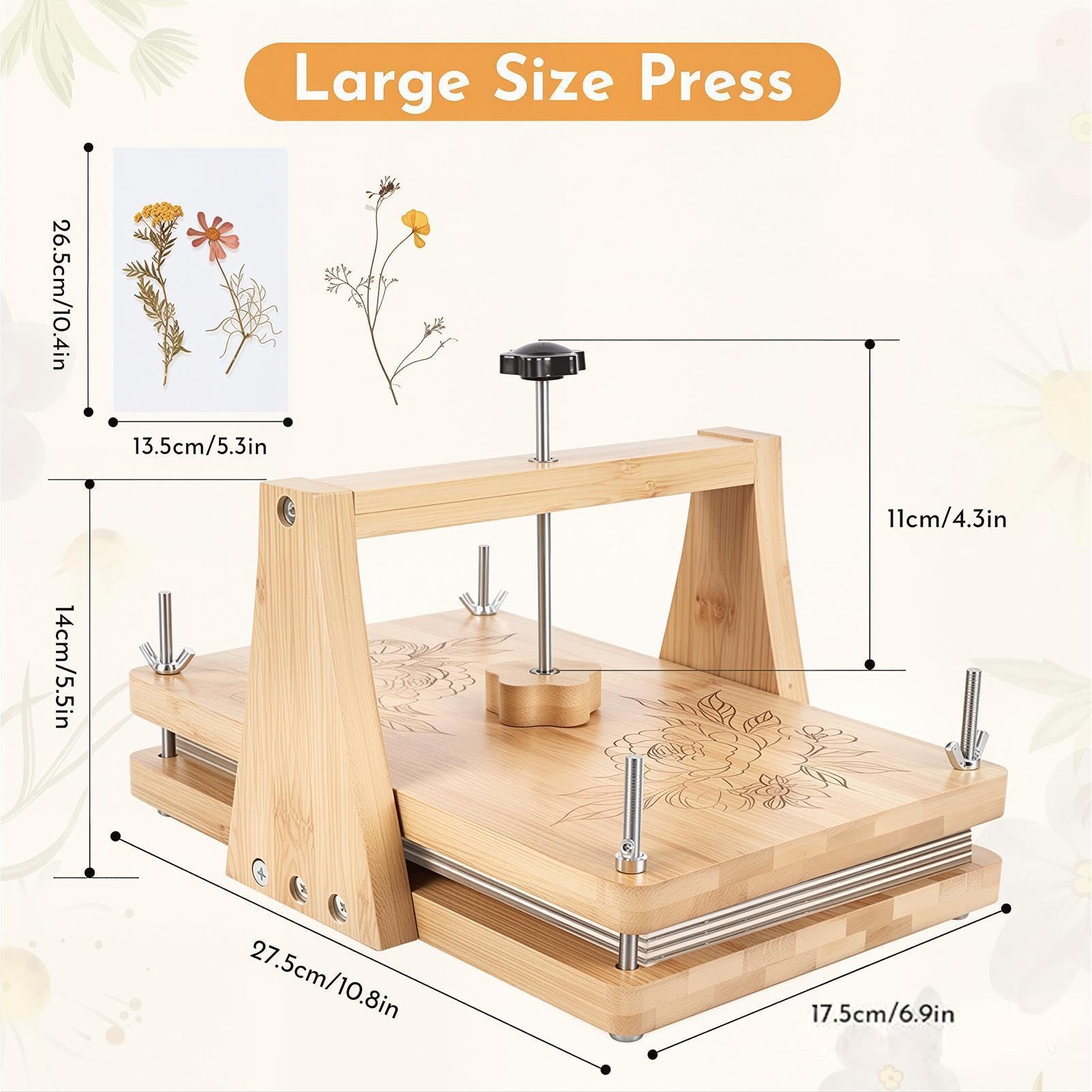 Kit Prensado De Flores Multicapa Ajustable de Madera Que Ahorra Tiempo | Kit De Prensa Para Especímenes Vegetales Con Marco Apto Para Escuela Aula Kindergarten Biblioteca Taller Hogar Jardín