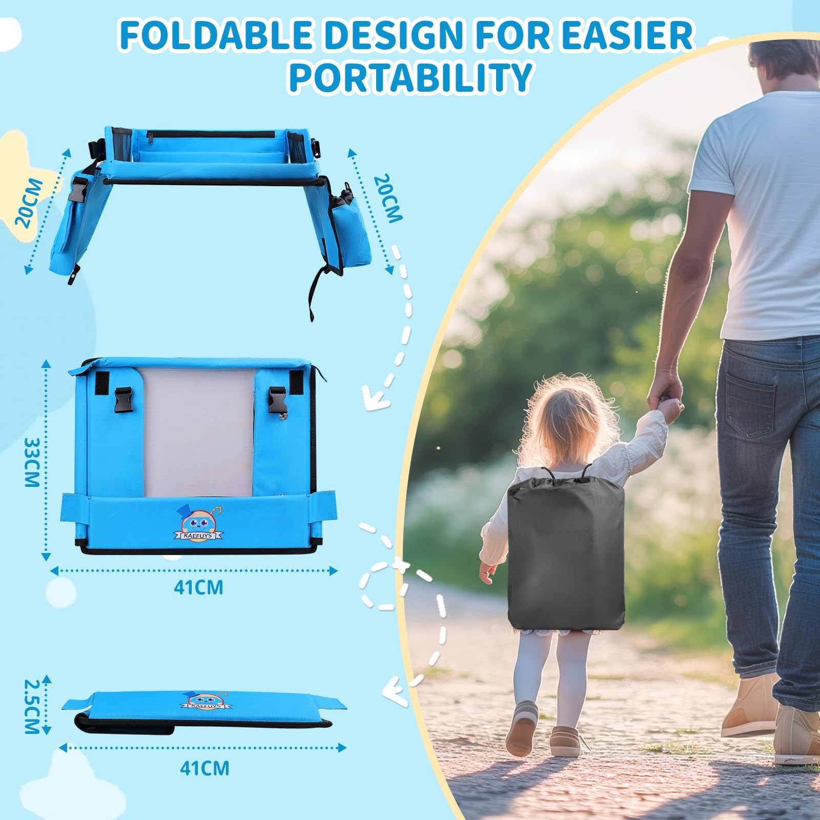 Bandeja de Mesa para Niños Mesa Coche Niños Plegable con Tablero Impermeable del Acolchado Suave Bandeja de Viaje Niños Bandeja de Regazo para Coche/Avión/Mesa de Bebé
